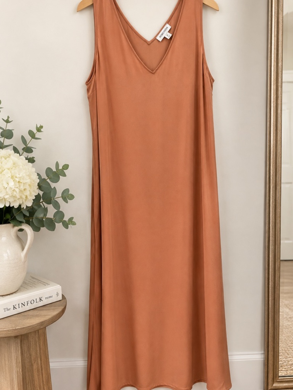 Nordstrom XXL Terracotta V-Neck Sleeveless Maxi Dress Side Slit